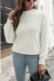 autumn new stylish 3 colors simple solid color slight stretch loose knitted half high collar casual sweaters_White