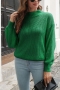 autumn new stylish 3 colors simple solid color slight stretch loose knitted half high collar casual sweaters_White_Pink_Green