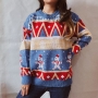 winter new christmas style two colors slight stretch stylish knitted sweater_Red_Blue