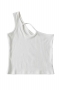 summer new stylish simple 5-colors solid color one-shoulder hollow slight stretch slim sexy vest_Black_White