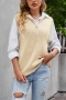 autumn & winter new 3 colors stretch knitted zip-up sleeveless fashion vest sweater_Beige