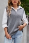 autumn & winter new 3 colors stretch knitted zip-up sleeveless fashion vest sweater_Beige_Gray