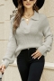 winter new 3 colors stretch knitted long sleeves lapel stylish sweater_White_Orange_Gray