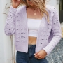 autumn & winter new 5 colors stretch knitted hollow stylish short sweater(only sweater)_Purple