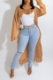 autumn & winter new plus size 6 colors slight stretch ripped edge tassel stylish irregular long knitted sweater (only sweater)_Black_White_Rose Red_Pink_Orange_Khaki 