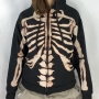 new stylish 4 colors skull printing slight stretch hooded zip-up pocket casual jacket_Black