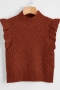 autumn new 5 colors slight stretch sleeveless stylish all-match crop knitted sweater vest_White_Dark Green_Rose Red