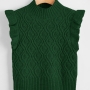 autumn new 5 colors slight stretch sleeveless stylish all-match crop knitted sweater vest_White_Dark Green