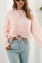 autumn new stylish 3-colors knitted butterfly jacquard slight stretch hole loose exquisite sweater_Black_Blue_Pink