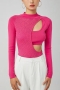autumn & winter new 5 colors stretch knitted hollow crew neck long sleeves slim sexy bodysuit_Black_Beige_Blue_Magenta