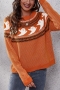 halloween new  4 colors knitted ghost polka dot slight stretch plus size casual sweater_Black_Dark Green_Sky Blue_Orange