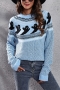 halloween new  4 colors knitted ghost polka dot slight stretch plus size casual sweater_Black_Dark Green_Sky Blue