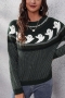 halloween new  4 colors knitted ghost polka dot slight stretch plus size casual sweater_Black_Dark Green