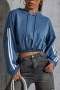 xs-l autumn & winter new 3 colors patchwork slight stretch hooded drawstring design stylish sexy crop sweatshirt_Black_Blue