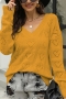 autumn new stylish 5-colors solid color heart-shaped hollow slight stretch knitted all-match sweater_White_Dark Green_Pink_Yellow