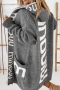winter new stylish 3 colors letter printing pocket hooded slight stretch knitted high quality cardigan sweater_Brown_Khaki _Dark Gray