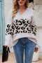 autumn new stylish 5 colors leopard patchwork contrast color slight stretch knitted loose casual sweater_Black_Rose Red_Gray