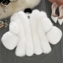 winter new stylish three colors solid color fur inelastic warm plus size casual outerwear_White
