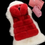 s-4xl winter new stylish six colors hooded inelastic fur sleeveless casual outerwear_White_Red
