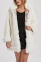 winter new stylish five colors long sleeve inelastic plush hooded fur plus size casual outerwear_Black_White