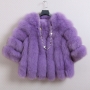 winter new stylish five colors crew neck long sleeve warm fur inelastic casual outerwear_White_Purple