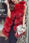 winter new stylish ten colors solid color crew neck sleeveless inelastic fur casual outerwear_Black_White_Dark Green_Red