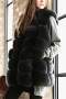 winter new stylish ten colors solid color crew neck sleeveless inelastic fur casual outerwear_Black