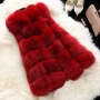 winter new stylish ten colors solid color crew neck sleeveless inelastic fur casual outerwear_Black_White_Dark Green_Red_Rose Red