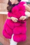 winter new stylish ten colors solid color crew neck sleeveless inelastic fur casual outerwear_Black_White_Dark Green_Red_Rose Red_Dark Blue_Pink_Magenta
