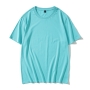 s-3xl summer new plus size 4 colors pure cotton fabric slight stretch stylish casual simple t-shirt_Sky Blue