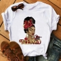 s-5xl plus size summer new stylish cartoon character letter printing slight stretch casual top_Red