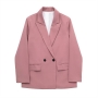xs-l autumn new 8 colors inelastic button pocket long sleeves loose high quality fashion blazer_Black_White_Beige_Sky Blue_Pink