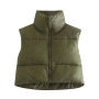 winter new 12 colors non-stretch high neck zip-up solid color stylish all-match cotton vest_Black_White_Purple_Light Green_Dark Green
