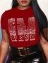 s-5xl plus size summer new stylish 8 colors rhinestone letter slight stretch loose casual top_Black_White_Red