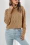 winter new 3 colors twist knitted slight stretch turtleneck stylish casual sweater(new added color)_Purple_Blue_Khaki 