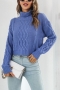 winter new 3 colors twist knitted slight stretch turtleneck stylish casual sweater(new added color)_Purple_Blue