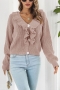 winter new three colors slight stretch v-neck single-breasted ruffle stylish all-match knitted sweater(new added color)_White_Pink