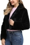 winter new stylish eight colors solid color lapel long sleeve plush inelastic casual fur coat_Black
