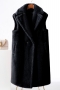 s-4xl plus size winter new stylish six colors solid color suit collar plush button inelastic casual fur tank top_Black