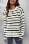 autumn & winter new two colors striped knitted slight stretch casual all-match thin sweater_Black_Beige