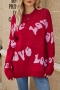 autumn & winter new stretch letter knitted crew neck long sleeves loose fashion sweater_Black_Red