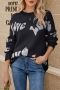 autumn & winter new stretch letter knitted crew neck long sleeves loose fashion sweater_Black