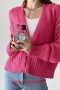 autumn & winter new two colors slight stretch long sleeve stylish casual high quality all-match knitted cardigan sweater(only cardigan)_Beige_Magenta