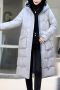 m-2xl plus size winter new 4 colors glossy non stretch long sleeve hooded zip-up single breasted drawstring design stylish high quality cotton overcoat_Black_White_Blue_Silver