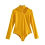 autumn new 6 colors slight stretch hollow long sleeves back zip-up slim stylish bodysuit_Black_Dark Green_Blue_Orange_Yellow