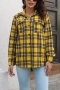 three colors non-stretch single-breasted pocket stylish all-match plaid blouse_Black_Red_Yellow