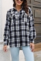 three colors non-stretch single-breasted pocket stylish all-match plaid blouse_Black