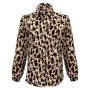 non stretch leopard printing turndown collar single breasted casual blouse_Leopard