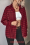 new 3 colors plaid printing non-stretch single-breasted stylish blouse_Black_Red