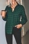 new 3 colors plaid printing non-stretch single-breasted stylish blouse_Black_Red_Green